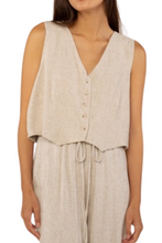 Load image into Gallery viewer, Linen Vest- Sleeveless Woven Button Up