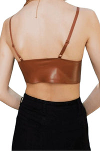 Nude Shade Faux Leather Bralette