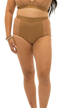 Load image into Gallery viewer, Mocha high waisted, power mesh &amp; nylon underwear