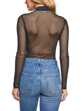 Load image into Gallery viewer, Black mesh long sleeve bodysuit