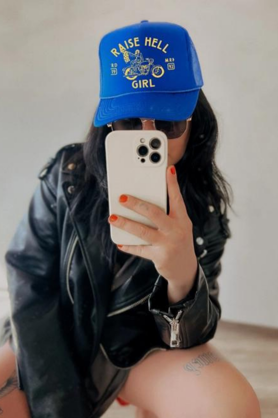 Raise Hell Girl Feminist Trucker Hat - Royal Blue