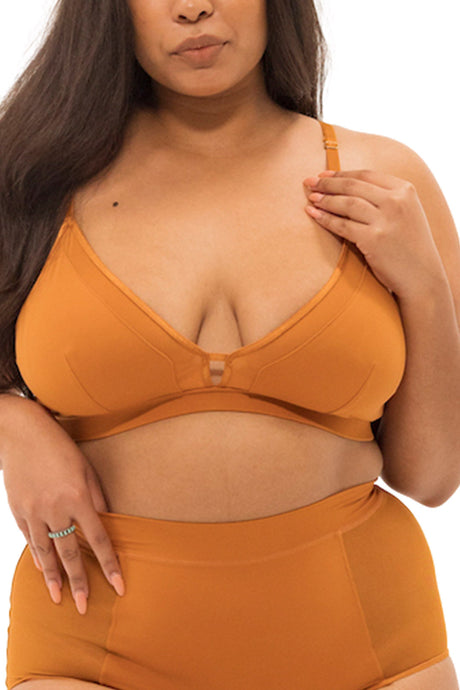 caramel power mesh and nylon bralette