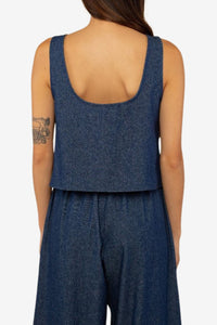 Denim Tie Top | Cotton Woven Tank