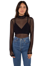 Load image into Gallery viewer, black mesh mock neck top