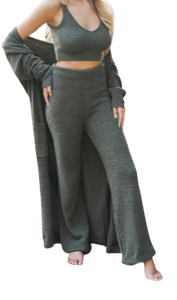 Olive Boucle lounge pants