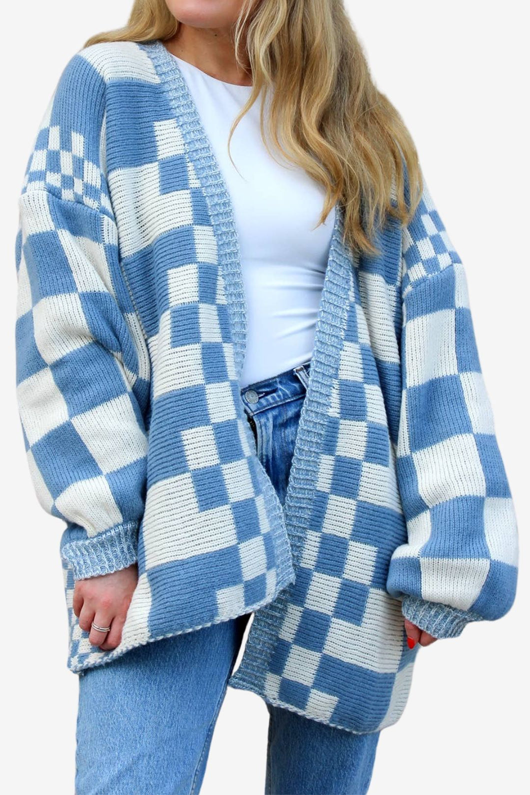 Oversized Checkered Cardigan/Sweater