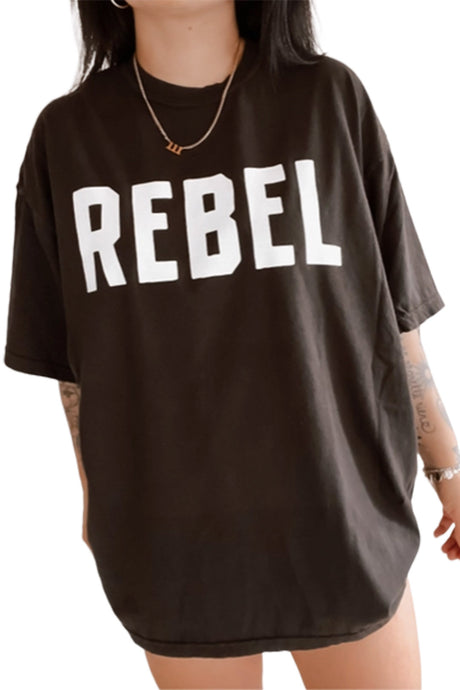 Rebel Feminist Grunge Graphic Tee - Black