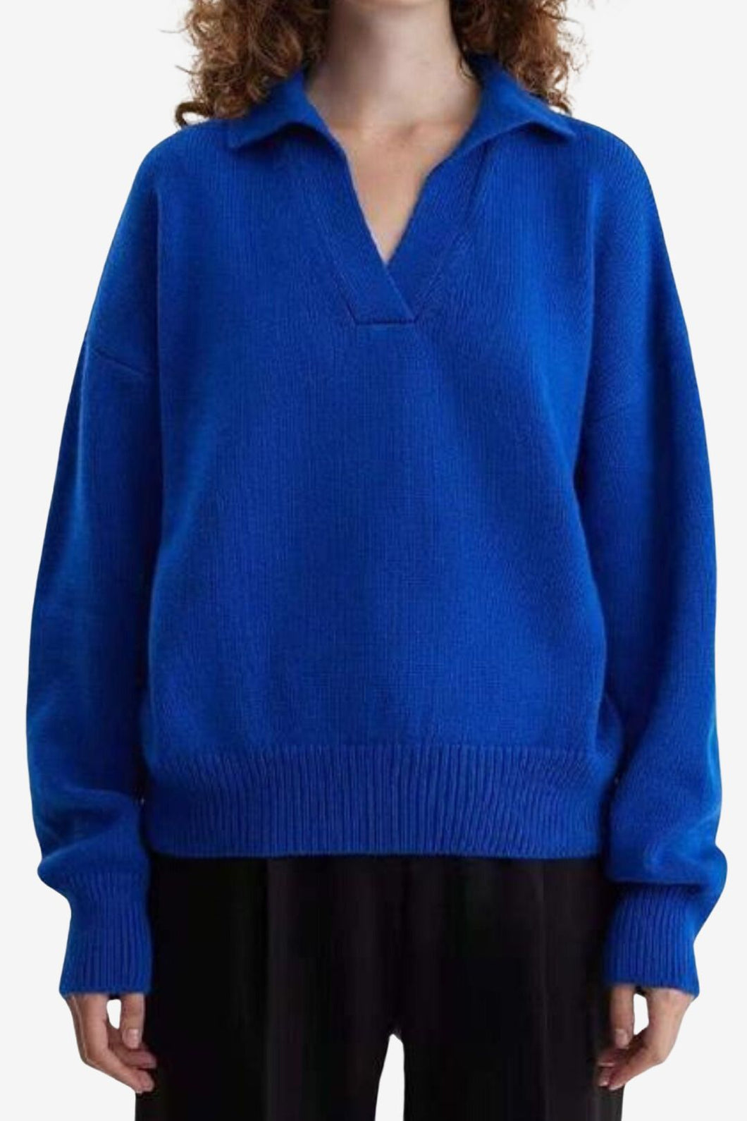 Solid Color V-Neck Knit Sweater