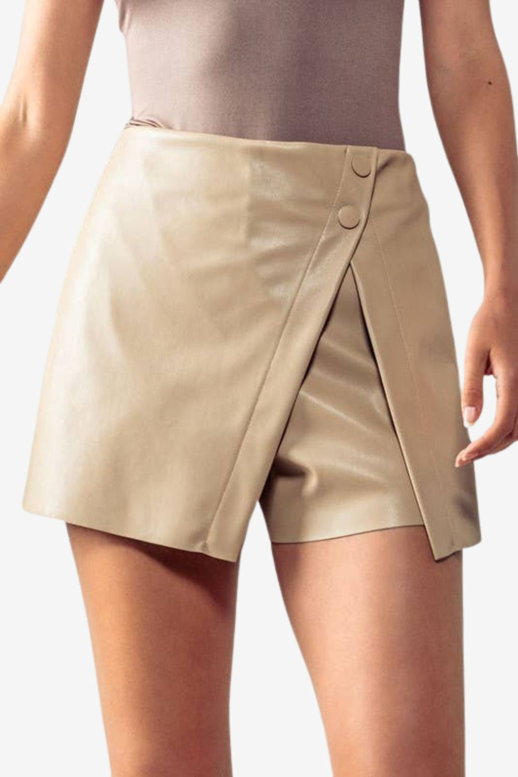 Wrap Hem Leather Skort